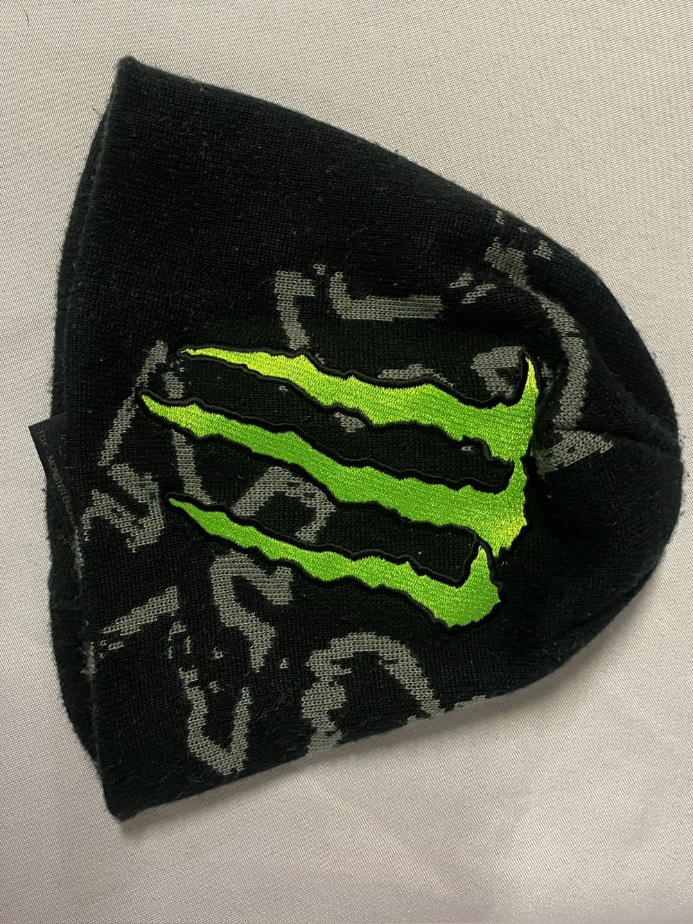 Monster Energy Fox Racing Black Beanie with Neon Green Claw Graphic